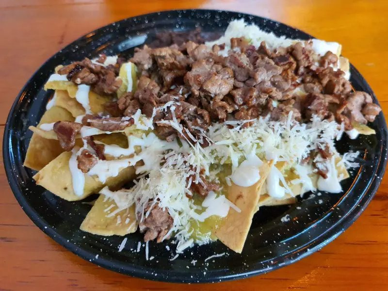 Chilaquiles con Cecina Picada + Cafe Negro