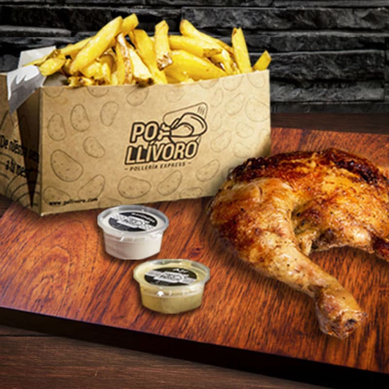 1/4 Pollo a la Brasa con papas fritas