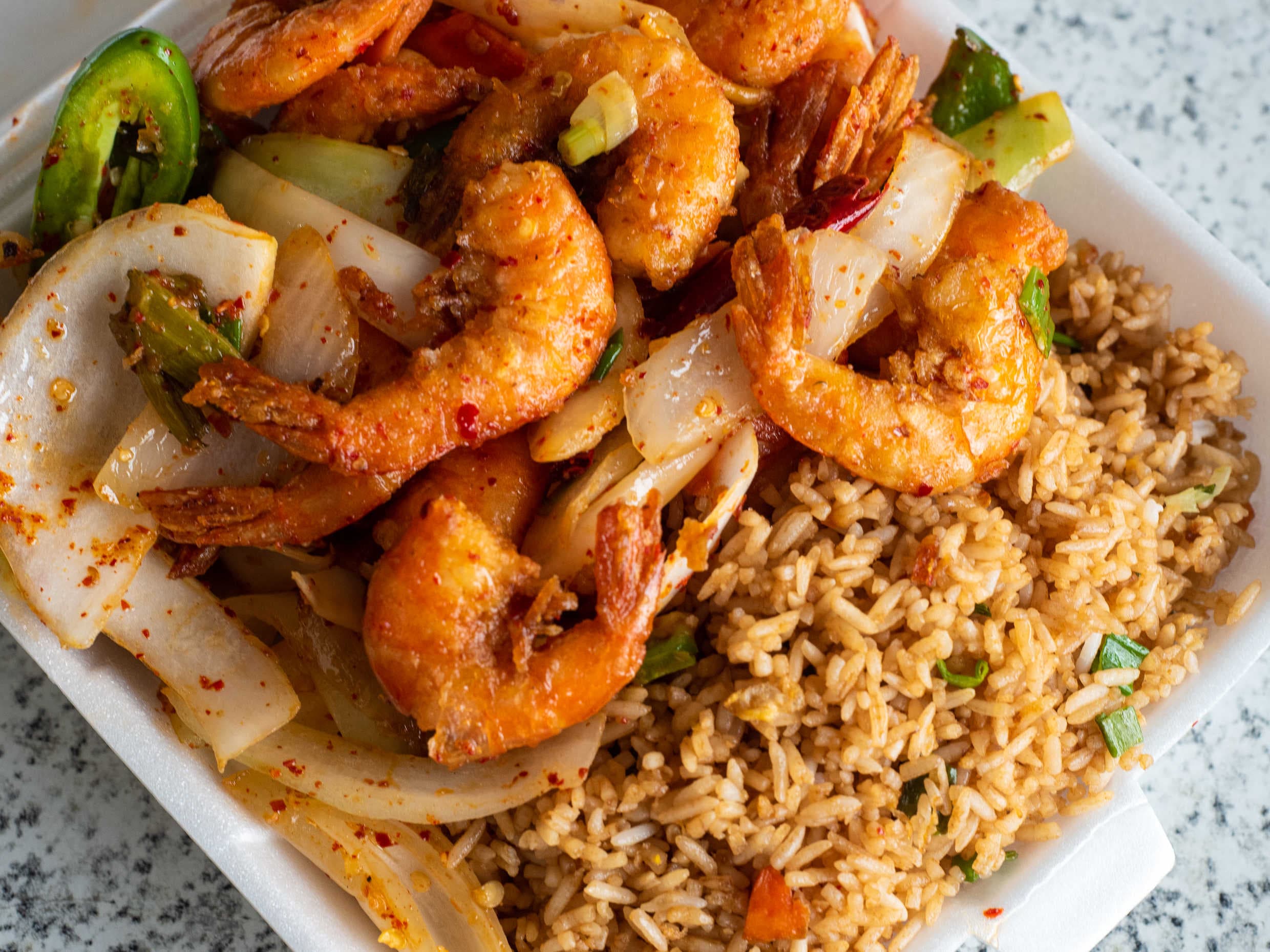 Plato grande arroz con camarón