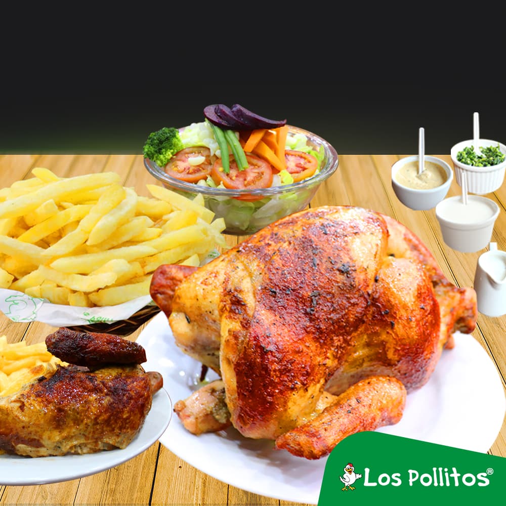 1 Pollo a la Brasa con Papas Fritas y Ensalada