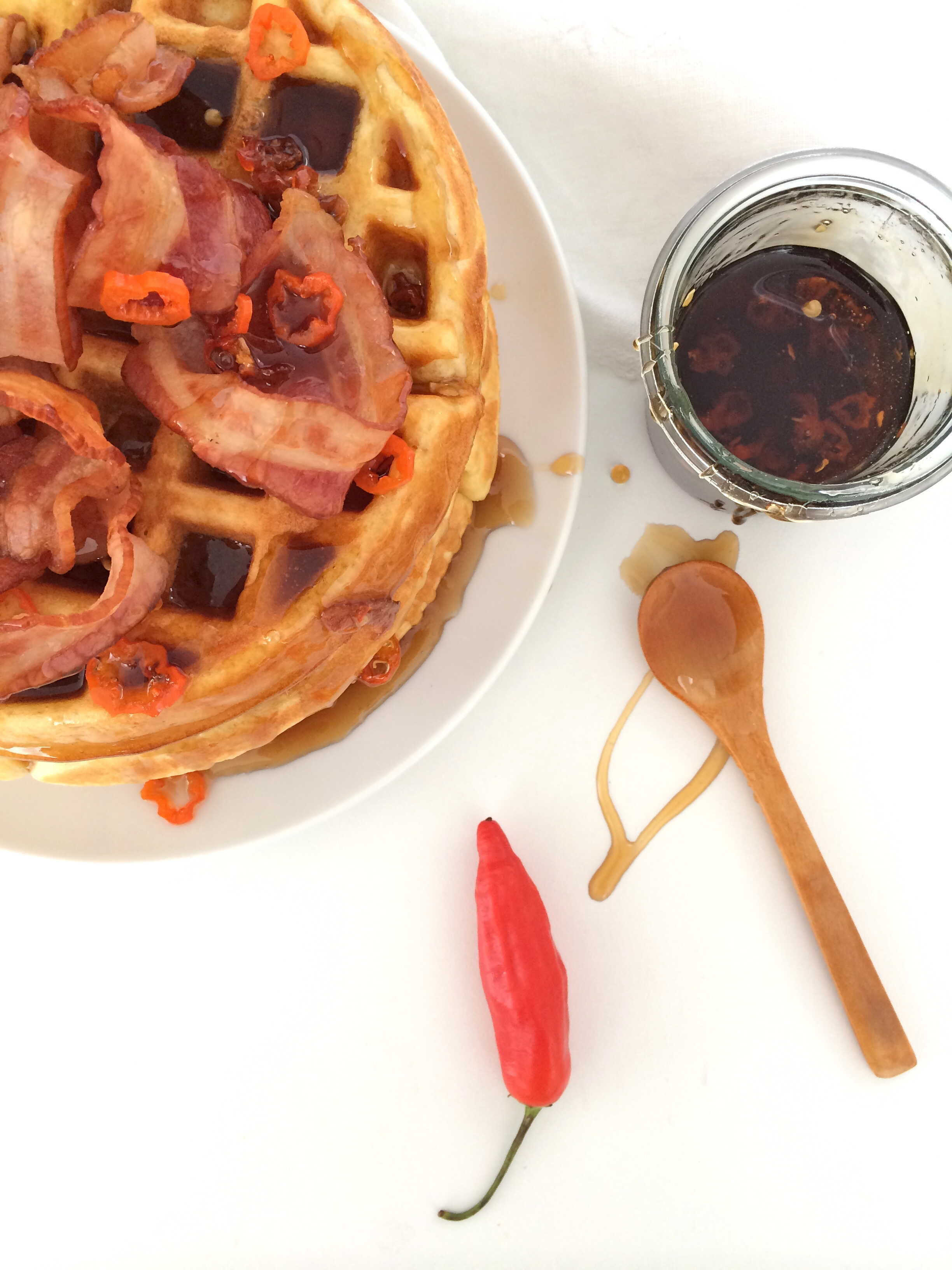Waffles con Miel maple y Tocino