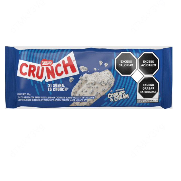 PALETA CRUNCH COOKIES AND CREAM 62 GR