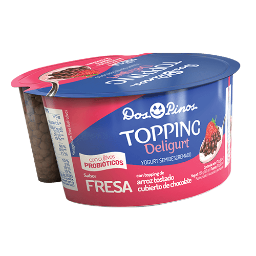 Yogurt Fresa con Topping de Chocolate