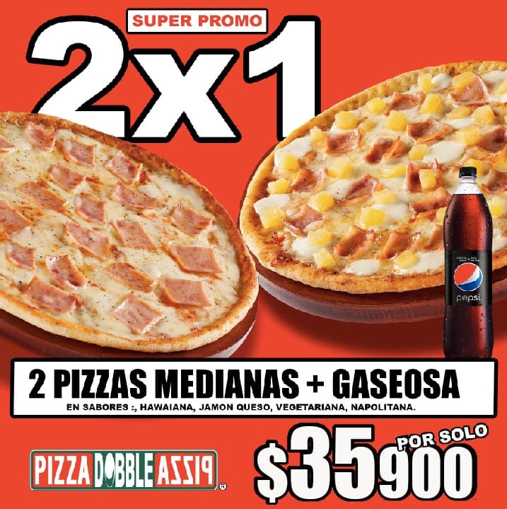 2 Pizzas Medianas Sabores Premium + Gaseosa 1.5L
