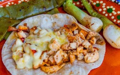 Taco de pechuga de pollo en harina