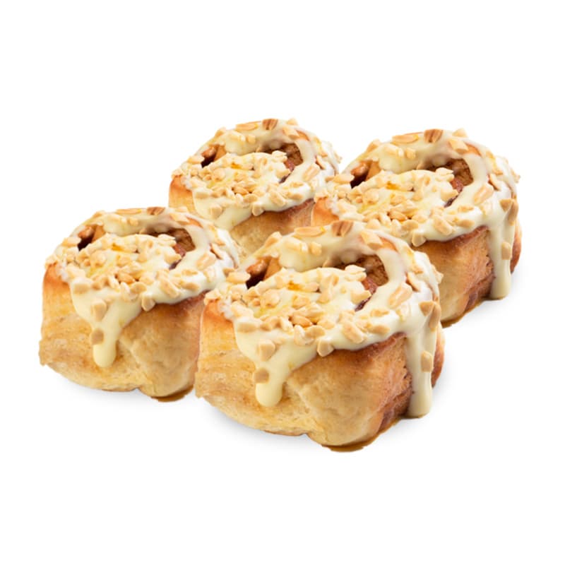 Rollos de Canela 4 uds y Salsa de Maní Caramelo