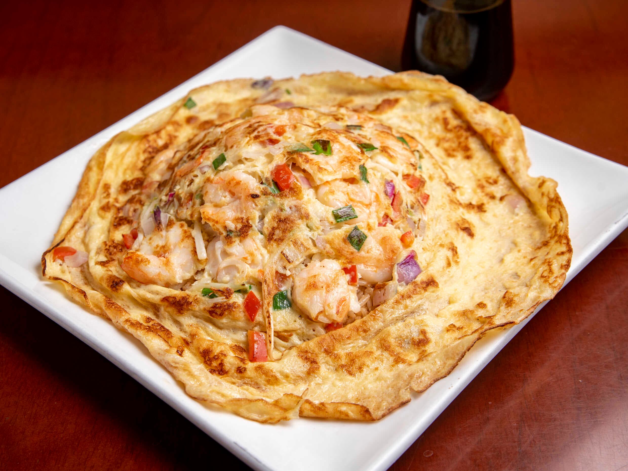 Tortilla con langostinos