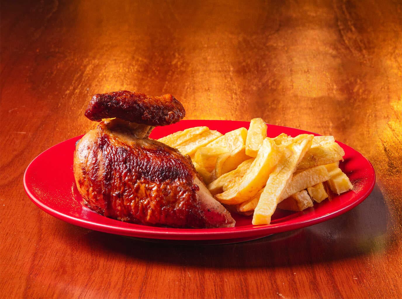 1/4 de pollo más papas