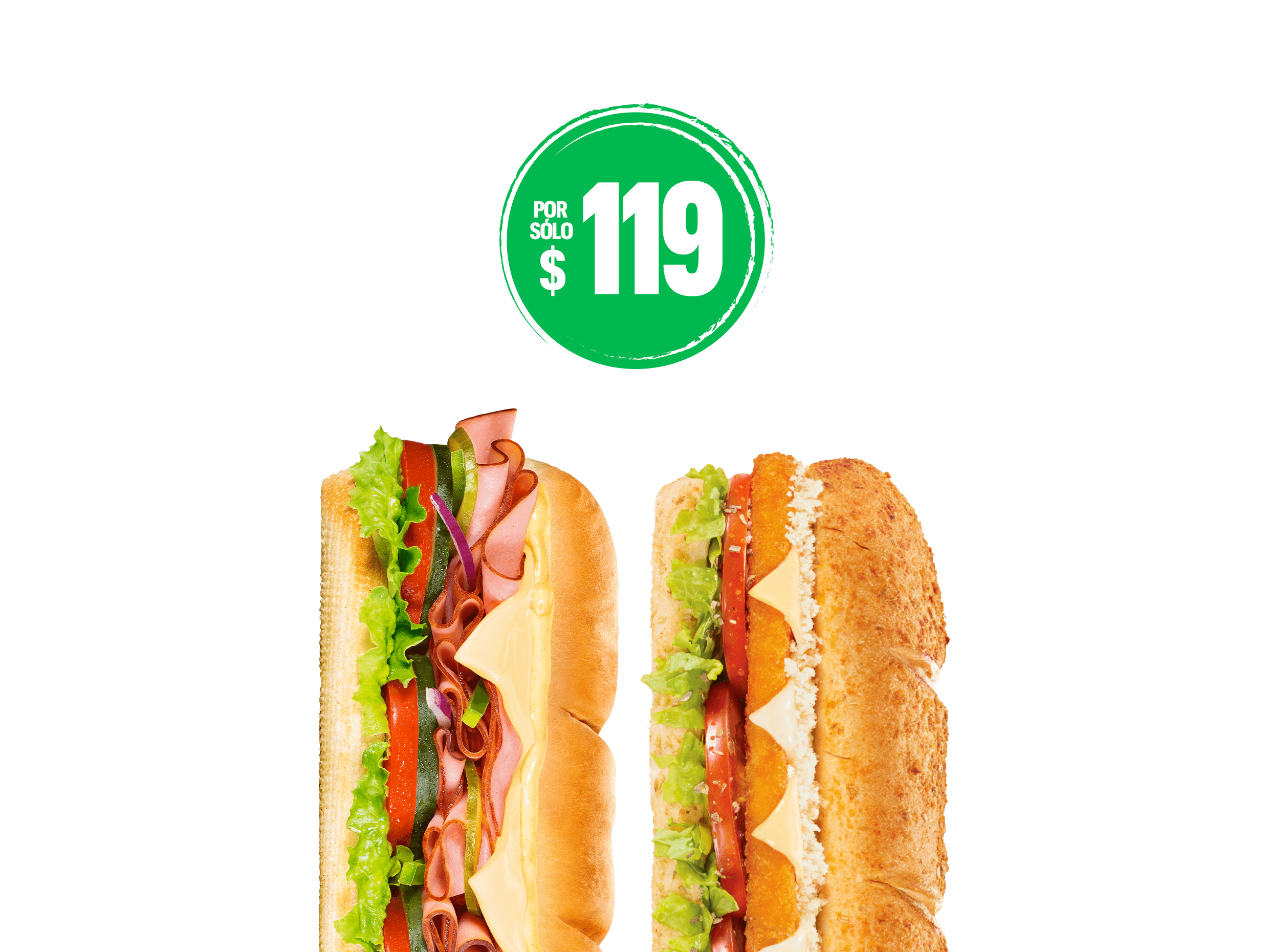 Elige por $119: 2 Subs 15cm