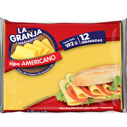 Queso Americano La Granja Rebanado Bolsa 12 U