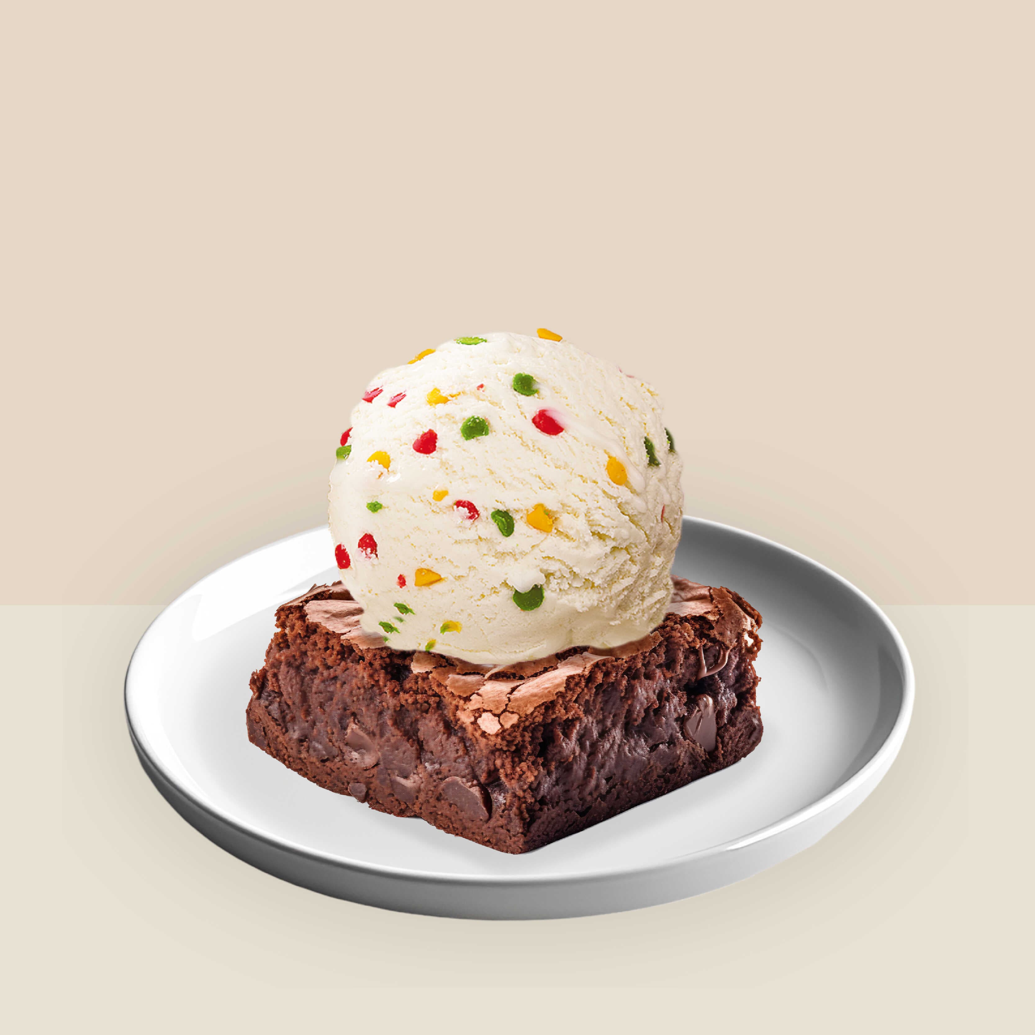 Brownie con Helado de Chips de Colores