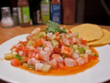 1/2 litro ceviche de camaron cocido