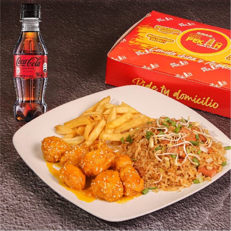 Combo Pollo naranja + Arroz + Papas + Bebida 250