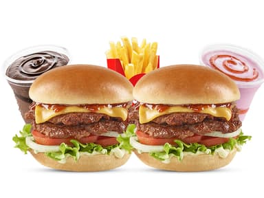 2 Hamburguesas BBQ + 2 Maltedas Med + 1 Papa Med