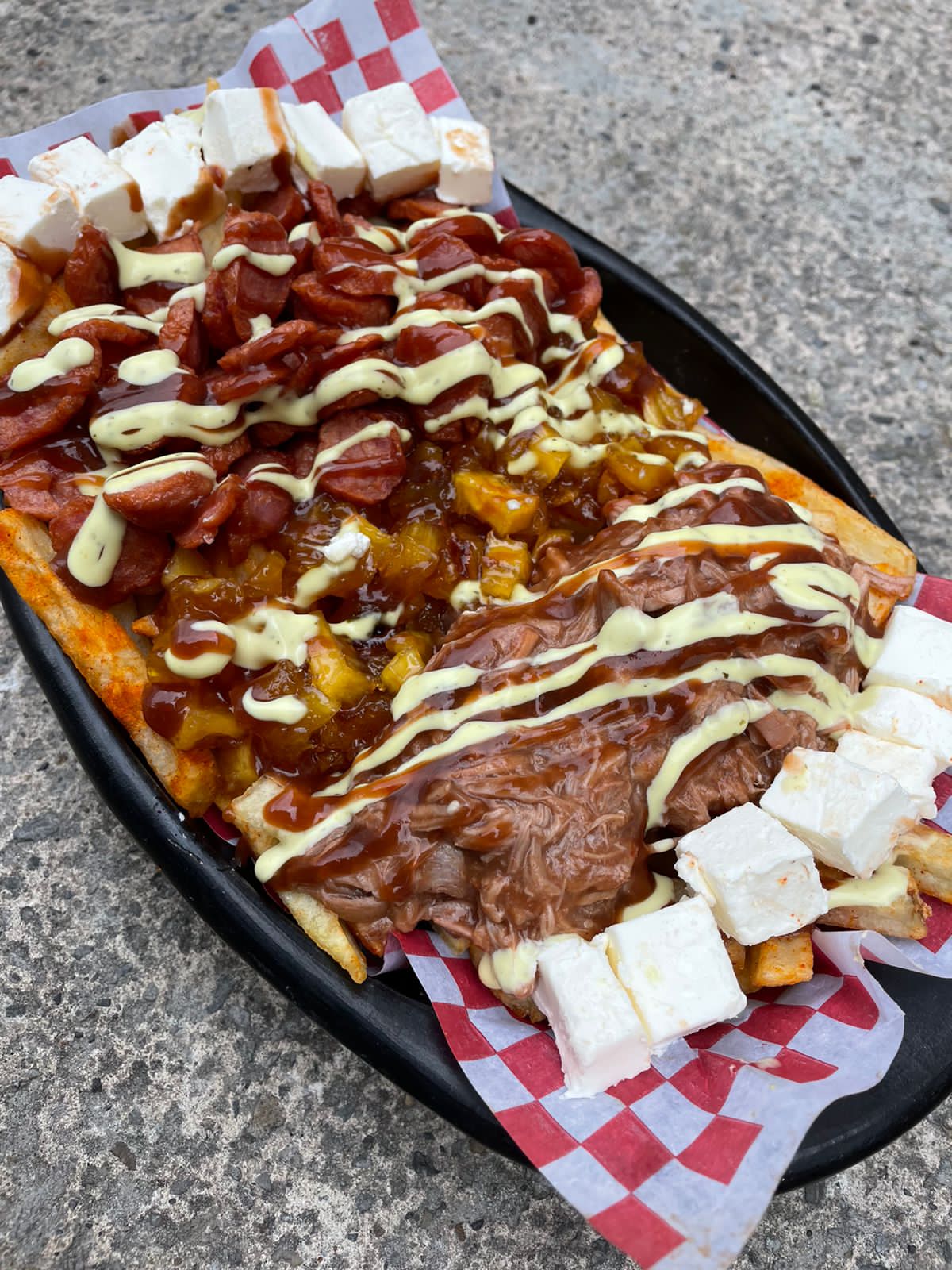 Salchipapa Pulled Pork
