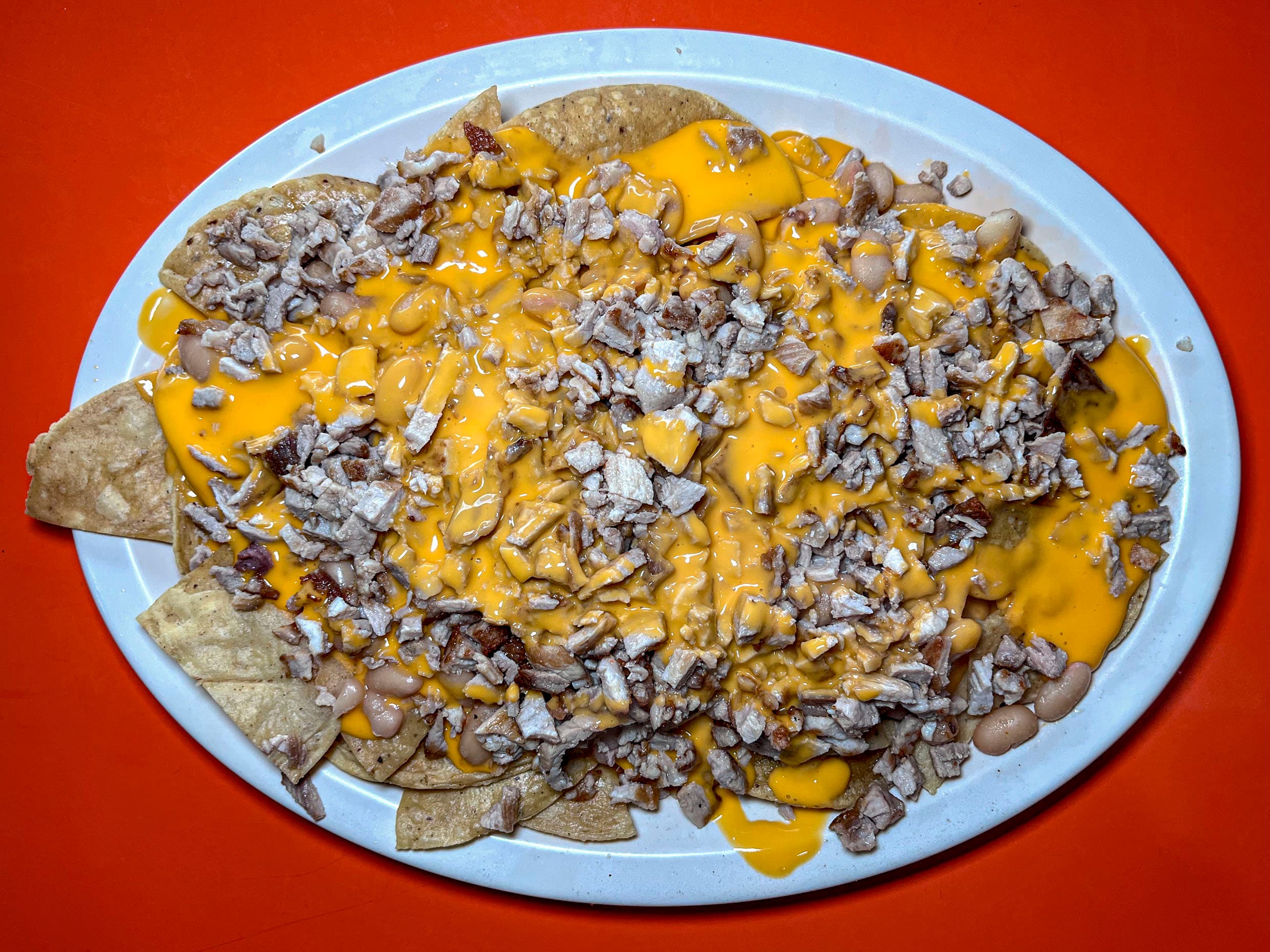 Nachos con Bistec de Puerco Orden Jumbo