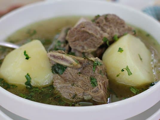 Caldo de Costilla, Arroz y Carne en Bistec