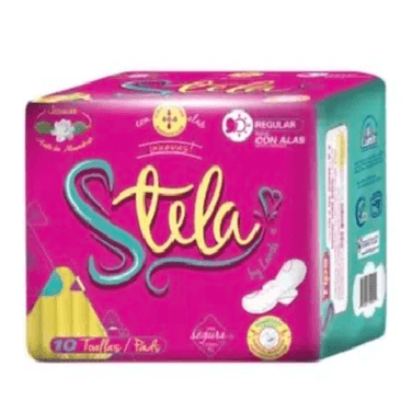 Toalla Sanitaria Stela Normal Con Alas 10 piezas.