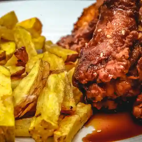 Alitas Teriyaki + Papas