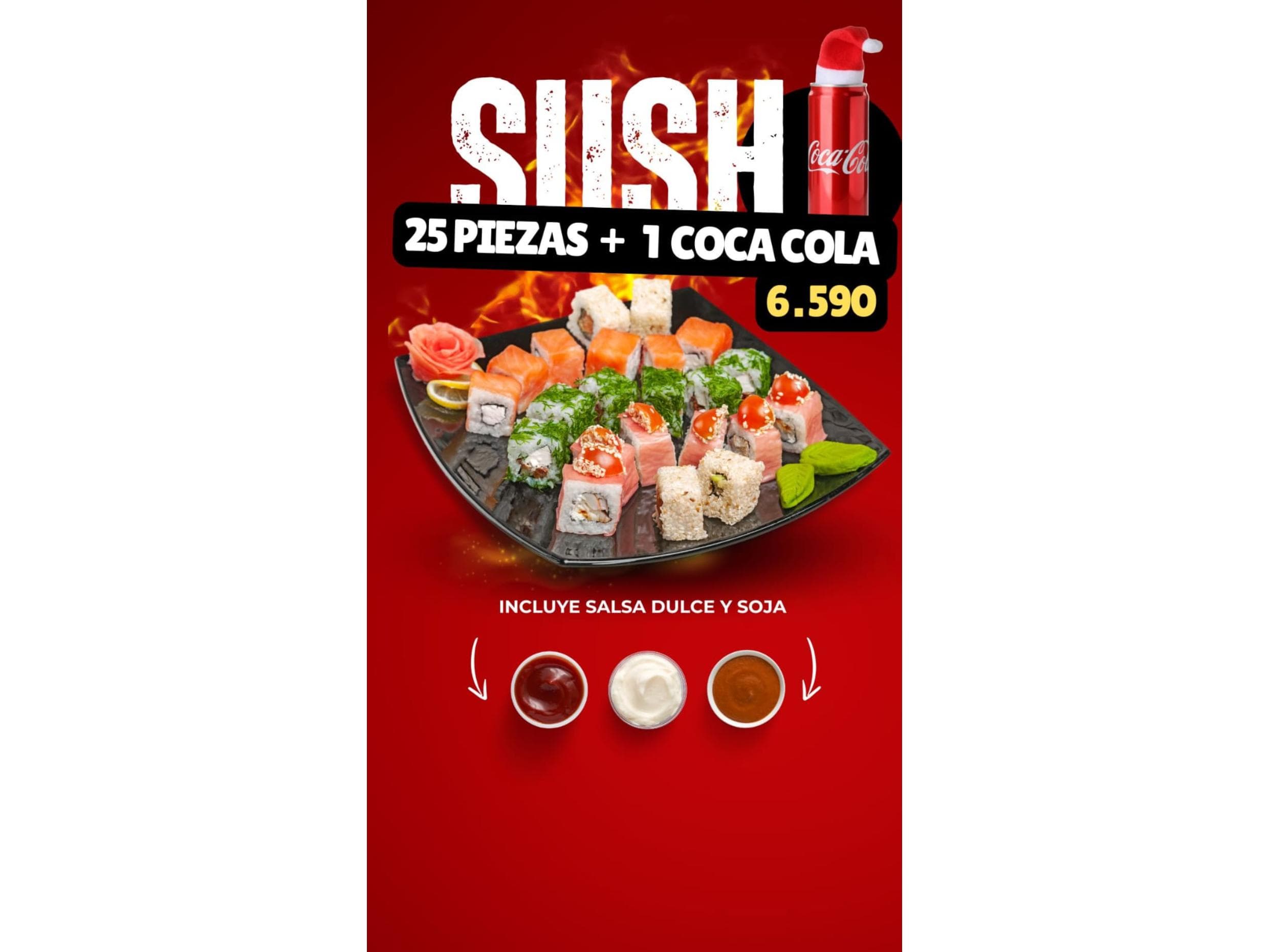 25 piza a elegir + 1 Coca cola con PRECIO ESPECIAL