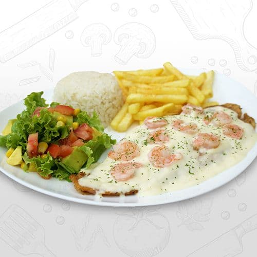 Filete Blanco Gratinado en Salsa con Camarones