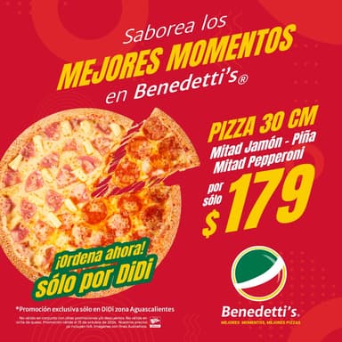 Pizza 30 cm Jamón-Piña y Pepperoni