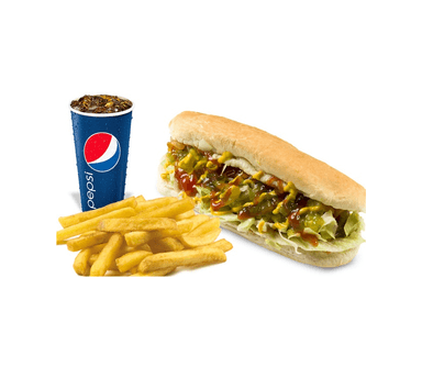 Promo: Hotdog a elegir+Papas+Refresco