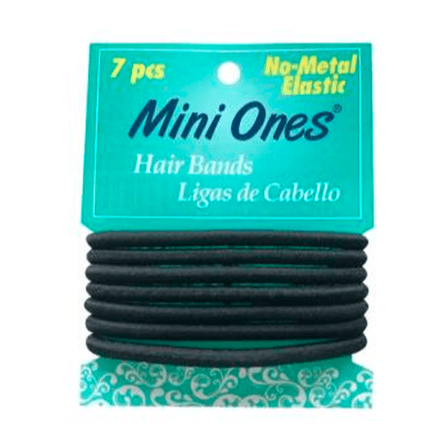 Mini Ones Liga Para Cabello Negra 7 piezas.