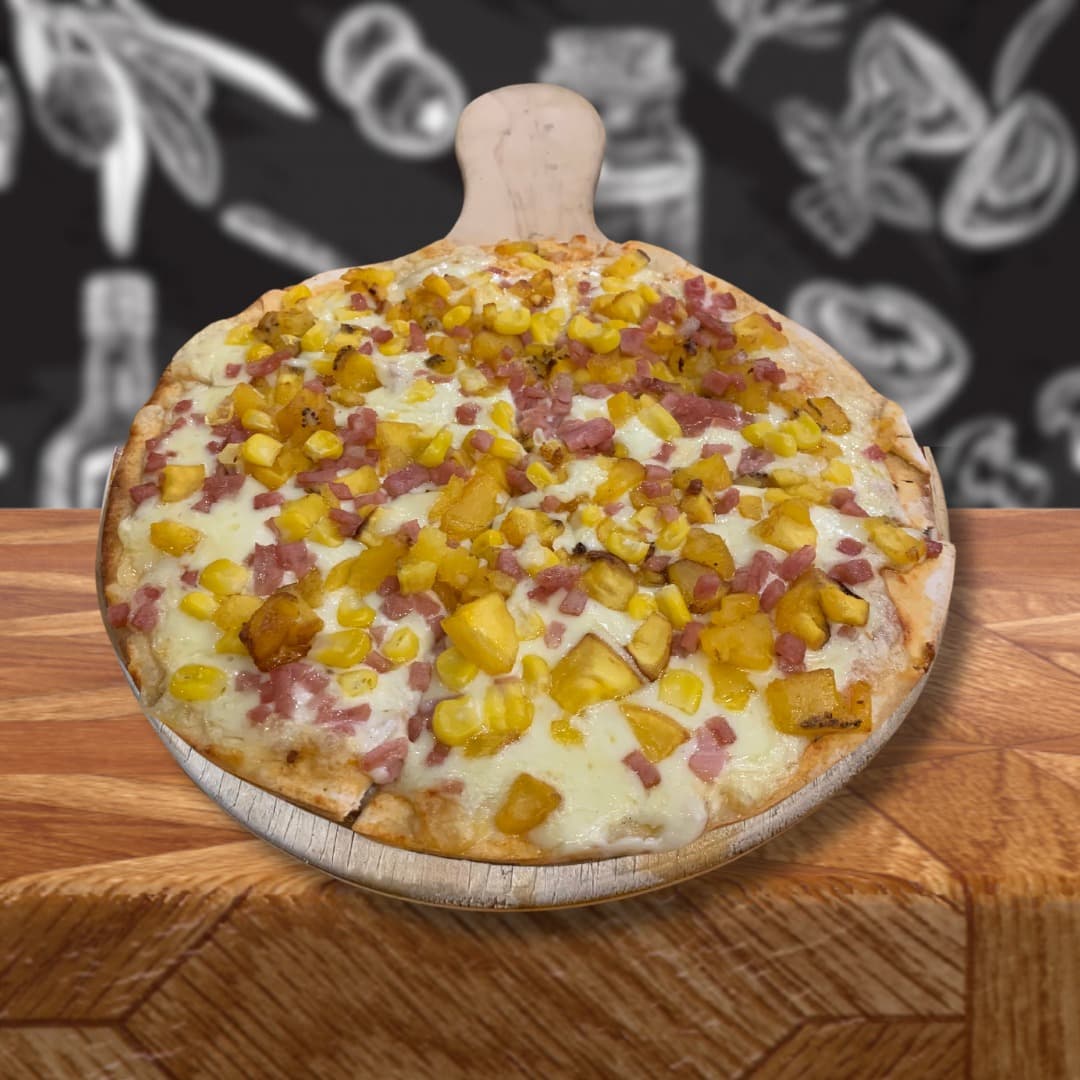 Pizza Maduro, Tocineta y Maíz