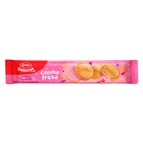 GALLITO GALLETAS CREMA FRESA TUBO PAQ 70 GR