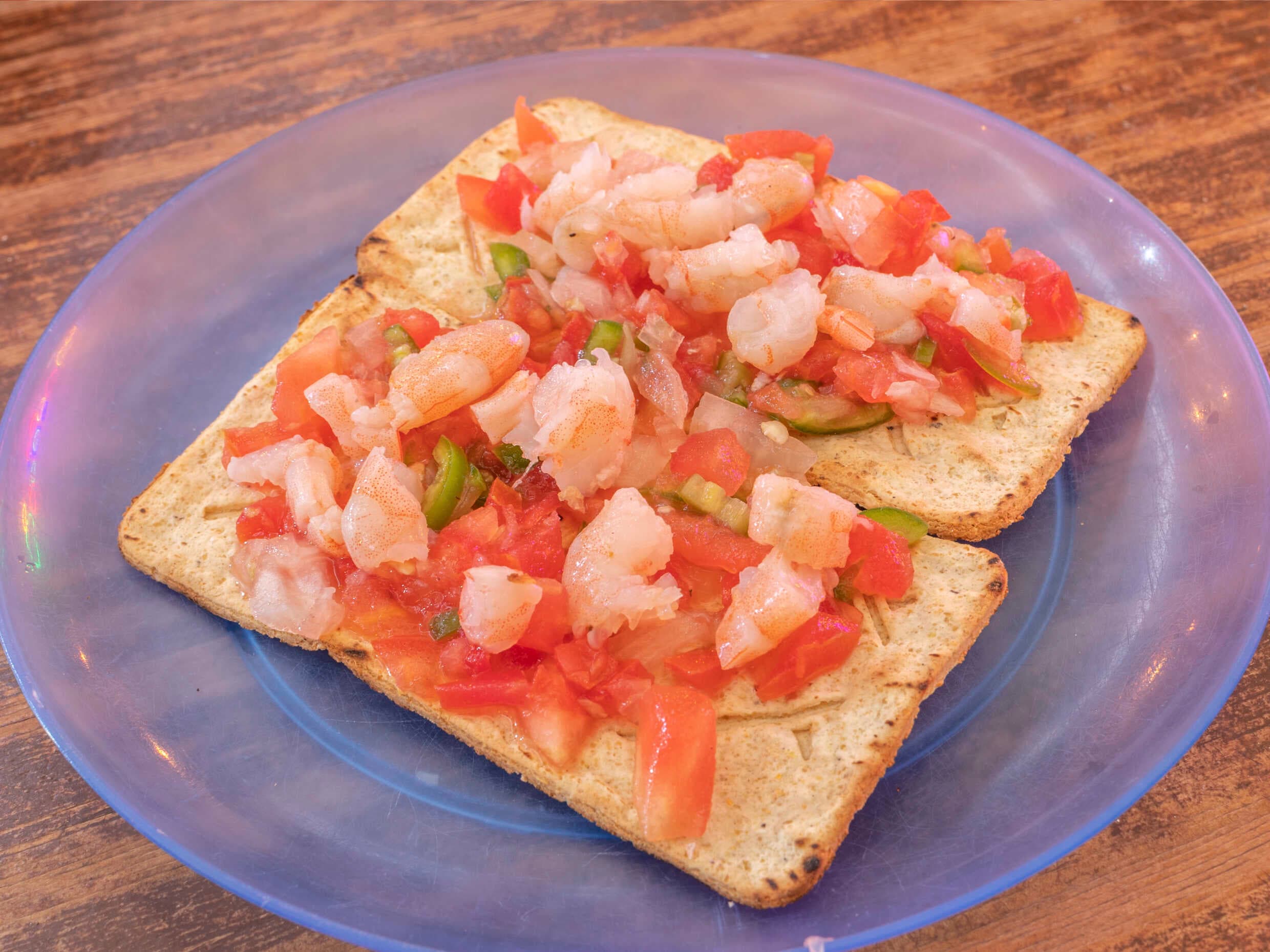 Tostada de Ceviche de Camarón