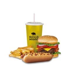 Hamburguesa, Hot Dog, Papas y Agua