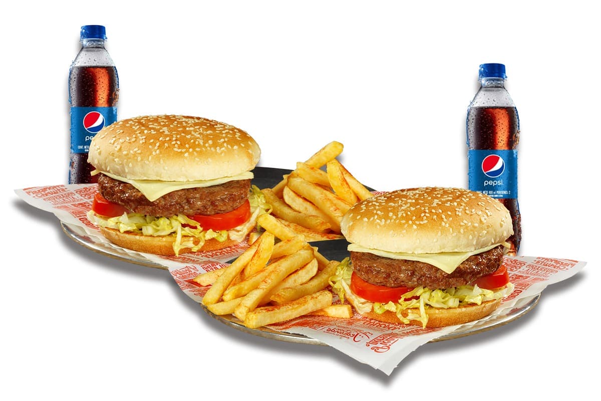 Combo x2 Hamburguesas + 2 Gaseosas 400ml