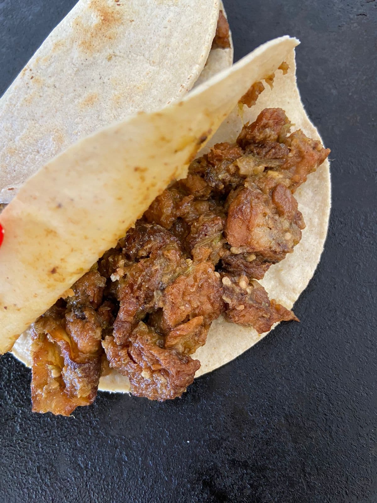 3 tacos de frijol con chicharrón
