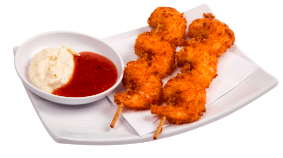 Brochetas de Camarón Empanizadas