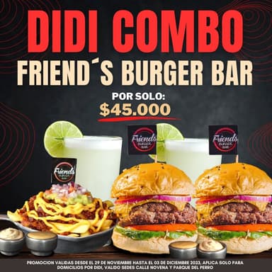 Combo Friends-2 ham1/4L +Sarten bacon+ 2 Coca cola