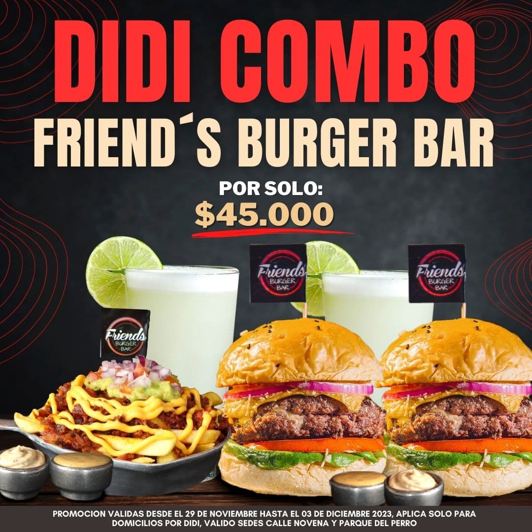 Combo Friends-2 ham1/4L +Sarten bacon+ 2limonadas