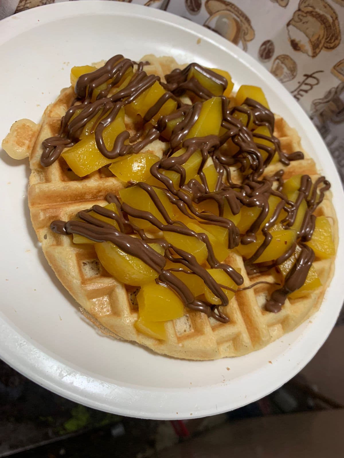 Waffle con Durazno