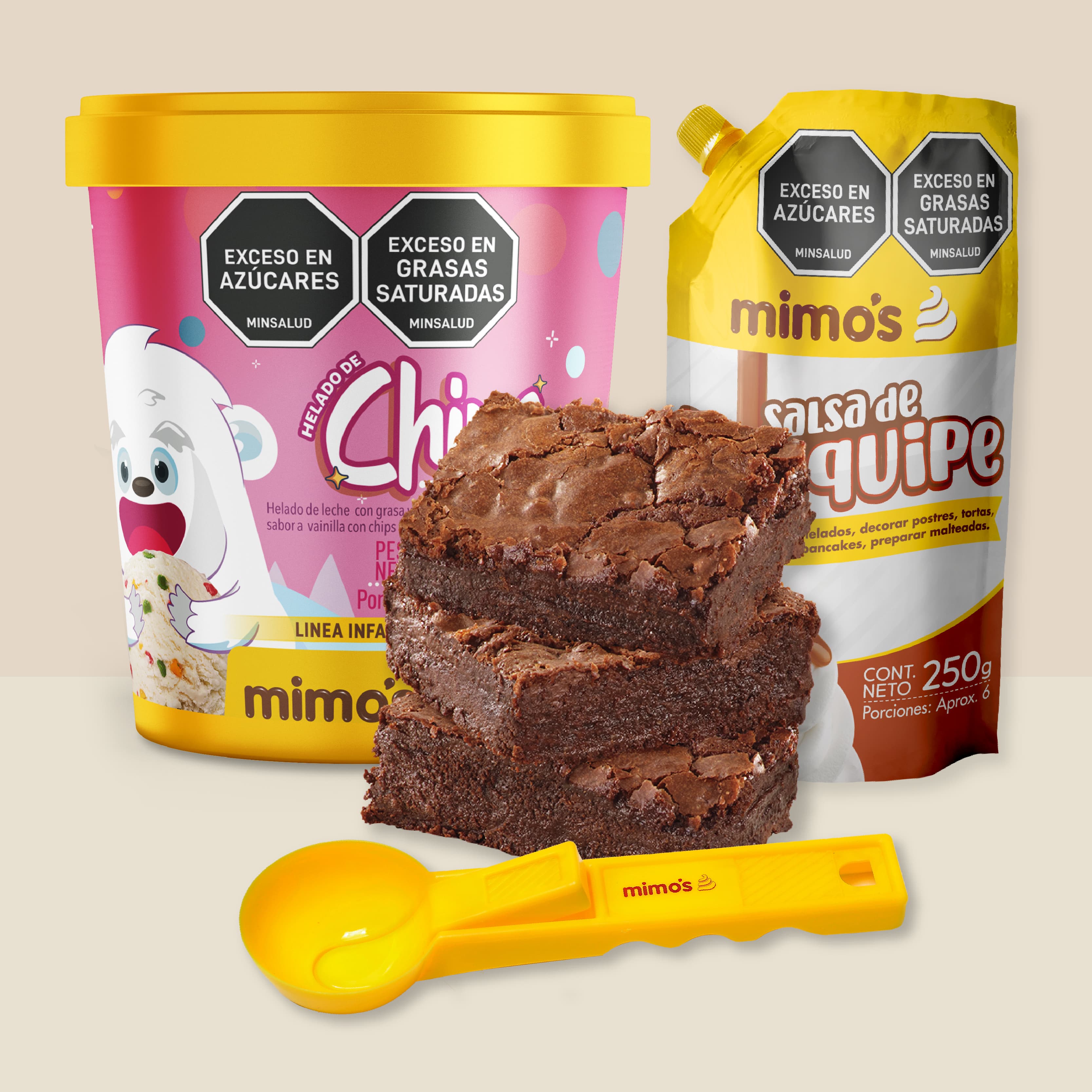 Promo 1/2 Litro + 1 Salsa + 3 Brownie + 1 Cuchara