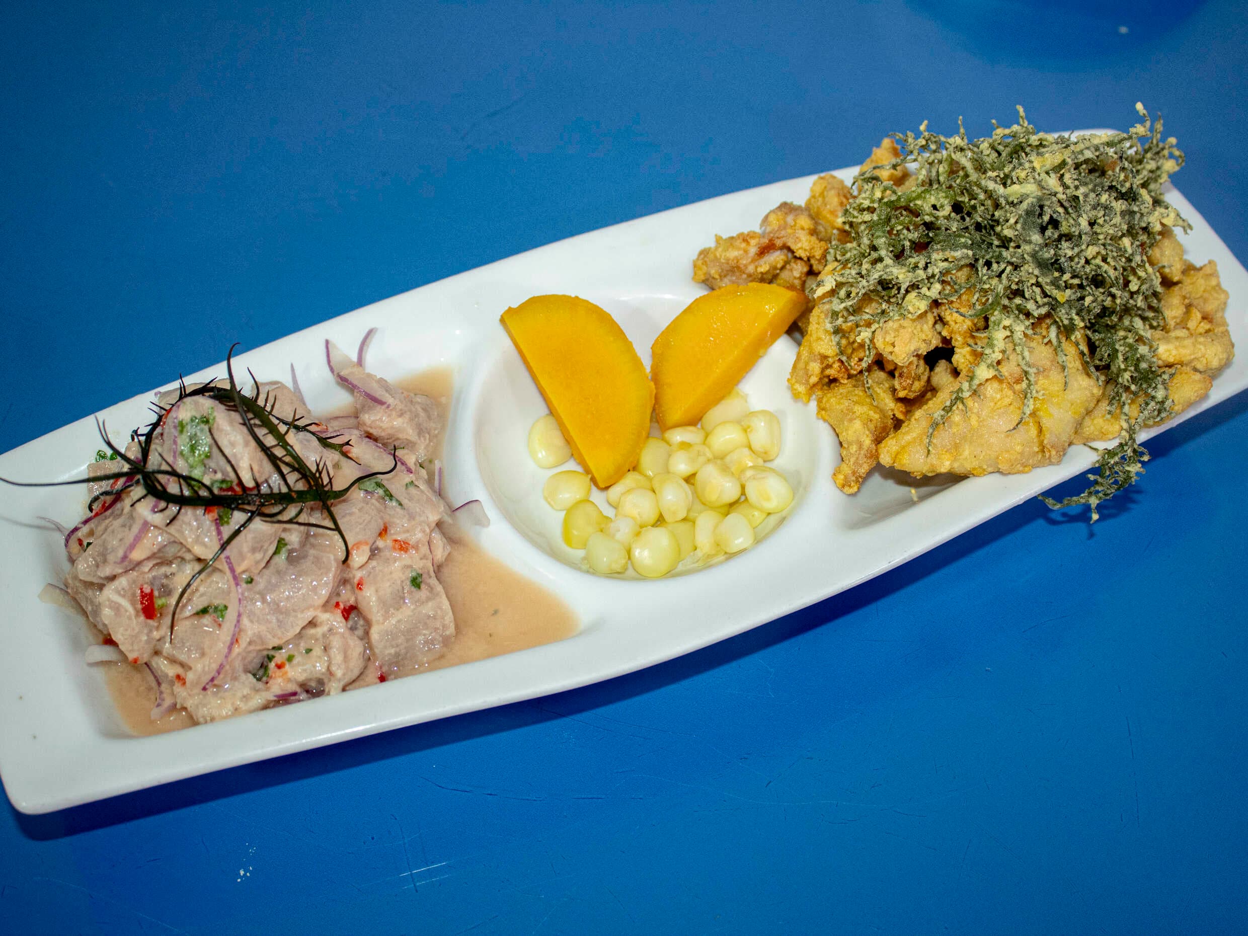 Dúo Marino de Ceviche con Chicharrón de Pescado