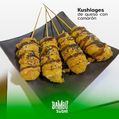 Kushiage de Queso Manchego con Camarones 4 pzas