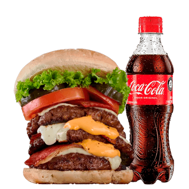 Hamburguesa Triple y Gaseosa Personal 400 ml