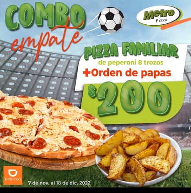 Combo Empate: Pizza Familiar Peperoni+Ord.de Papas