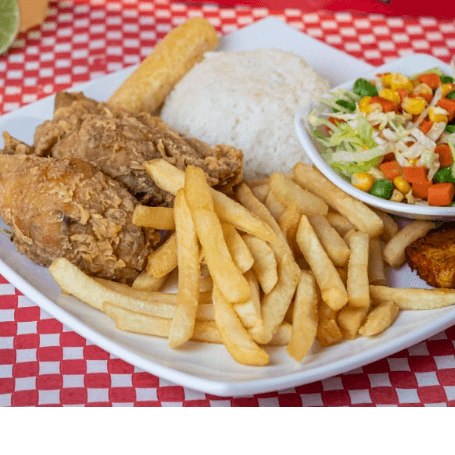 Bandeja con Pollo Broaster