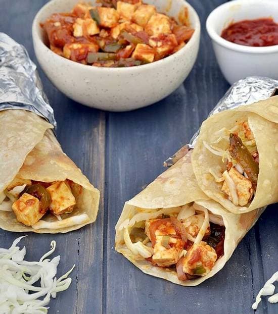 Paneer Kaathi Roll + Papas + 2 Salsa Chutney