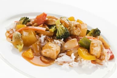Chop Suey en Salsa con Camarones