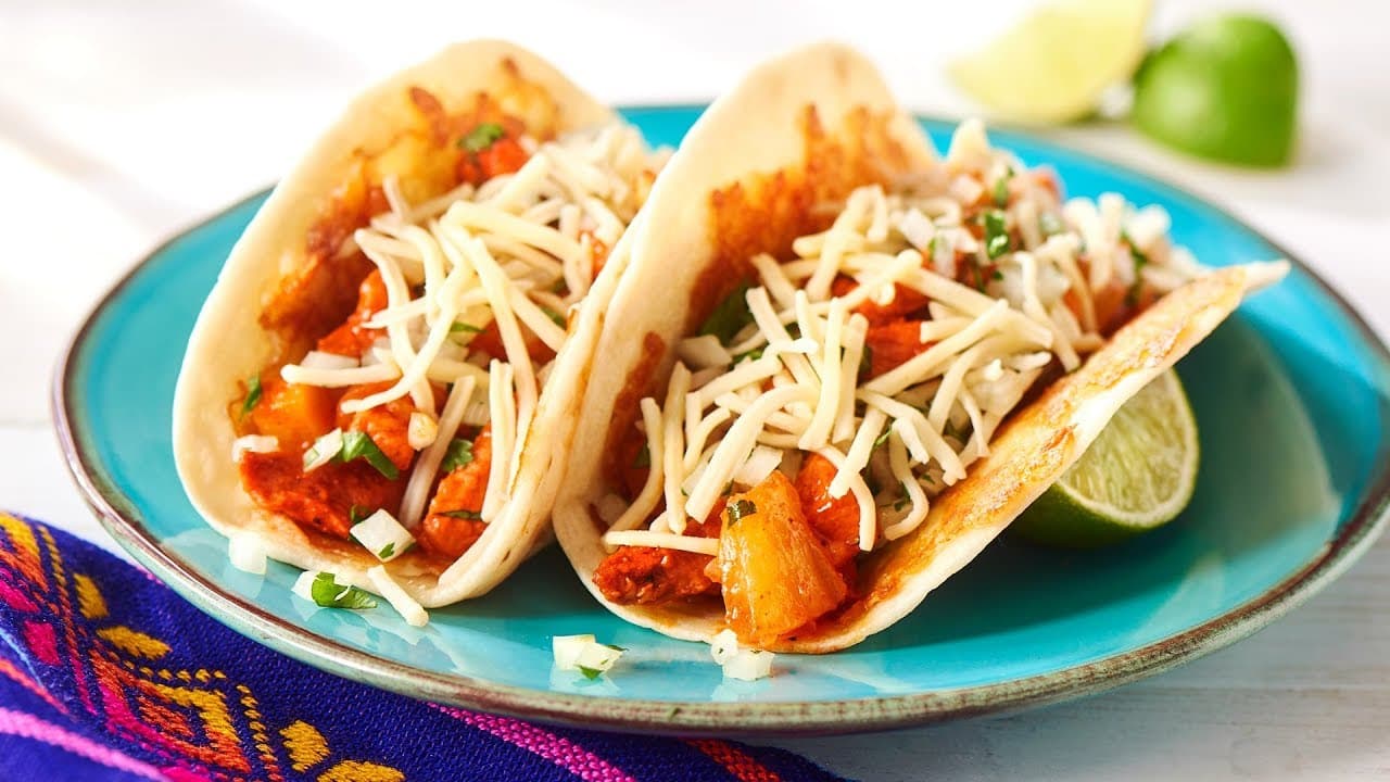 Tacos de Pastor con Queso y Papa
