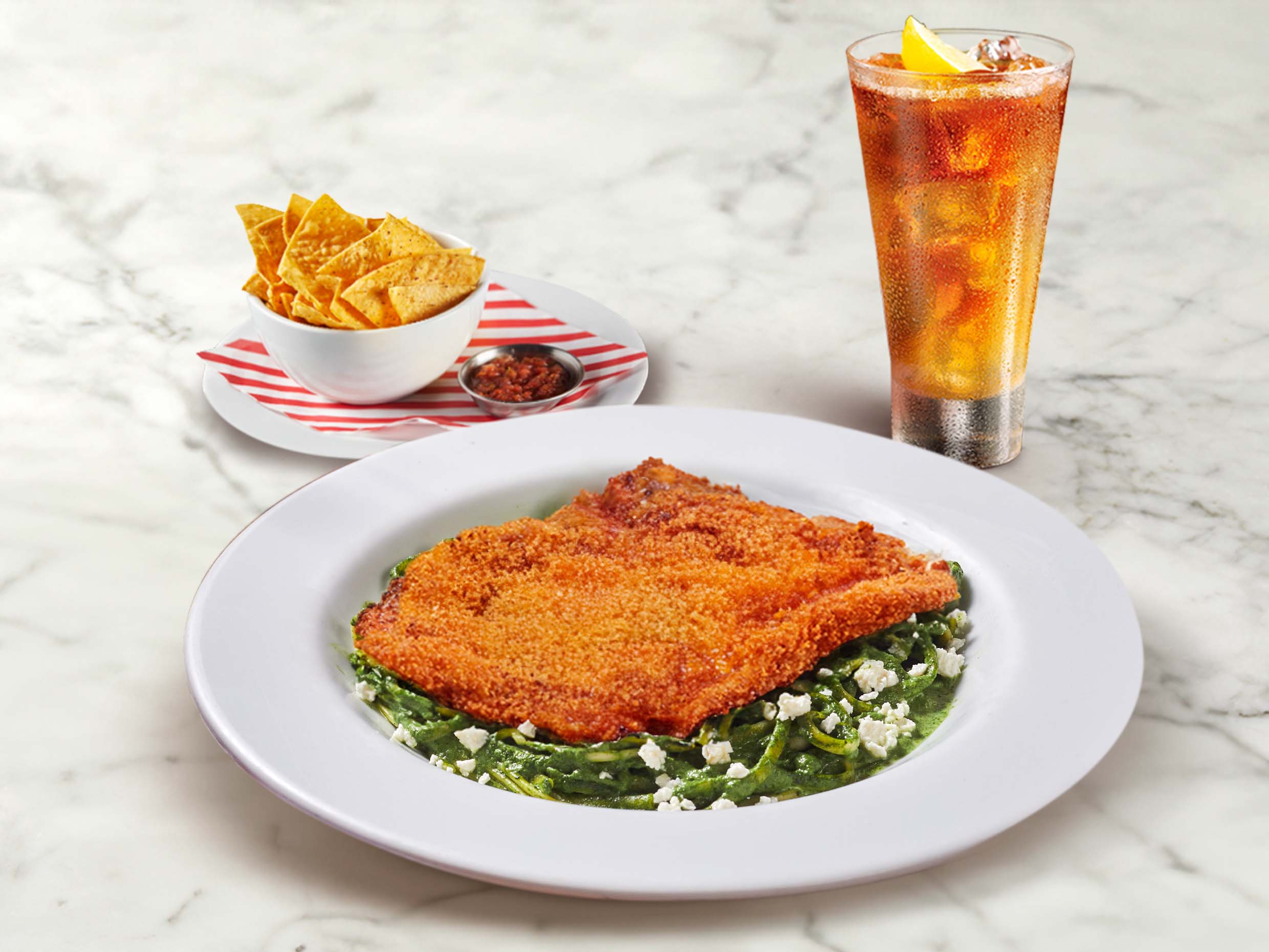 Lunch: Milanesa con Tallarines Al Pesto