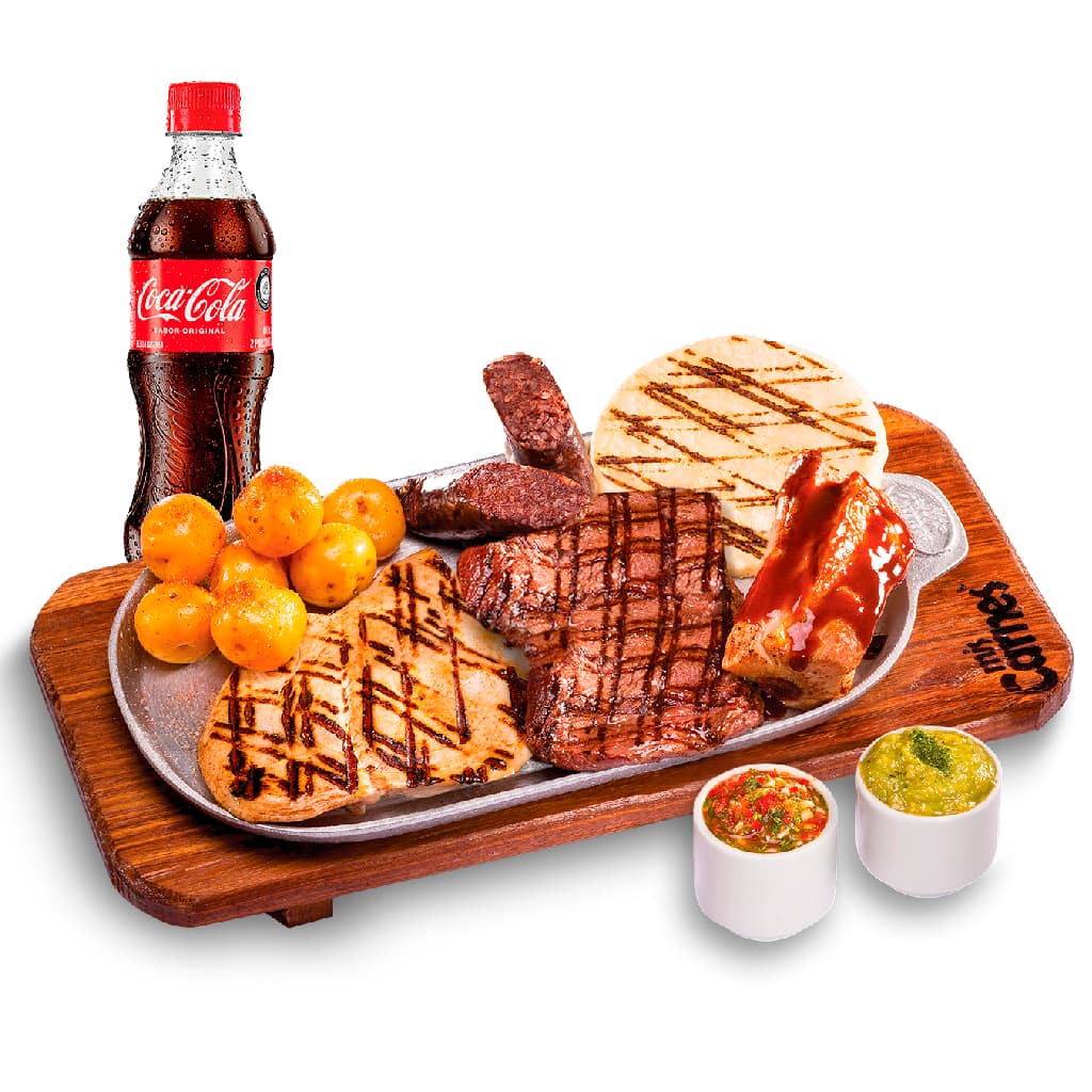 Parrillada con Coca cola