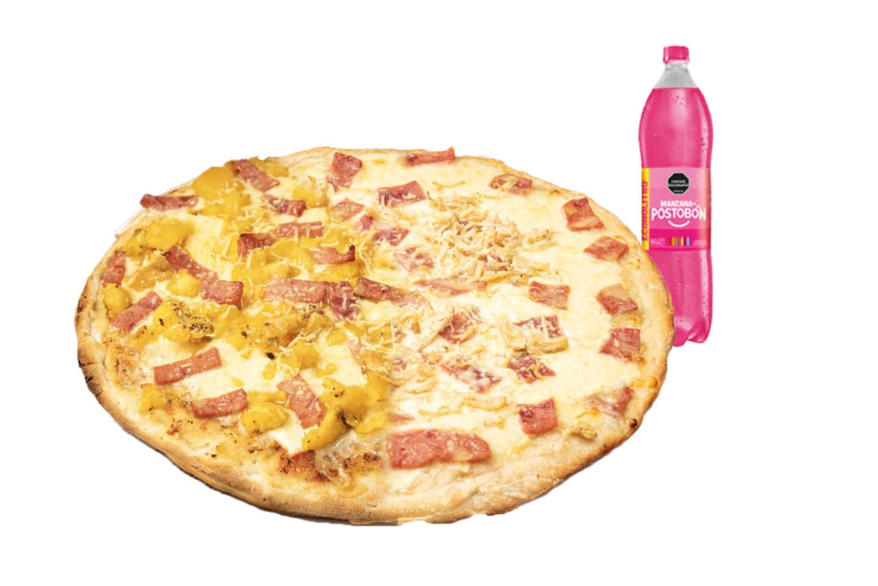Pizza Mediana Carbonara(Toci-Pollo)-Zamba+Gaseosa